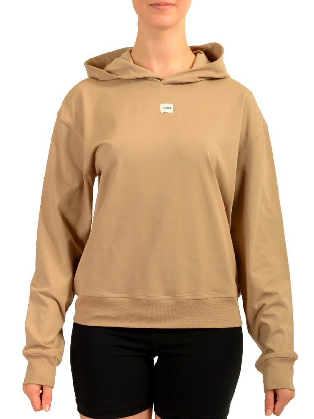 Hugo Boss Women's "Signature Hoodie" Beige Hooded Sweatshirt Hoodie US S IT 40